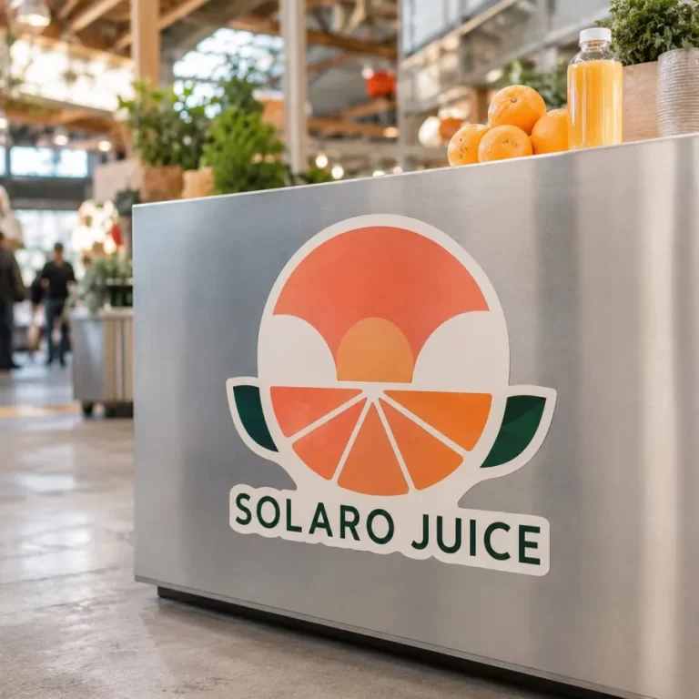 Custom large contour-cut vinyl sticker on a retail counter in Vancouver