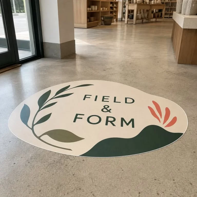 Custom large vinyl floor sticker for a retail store in Vancouver