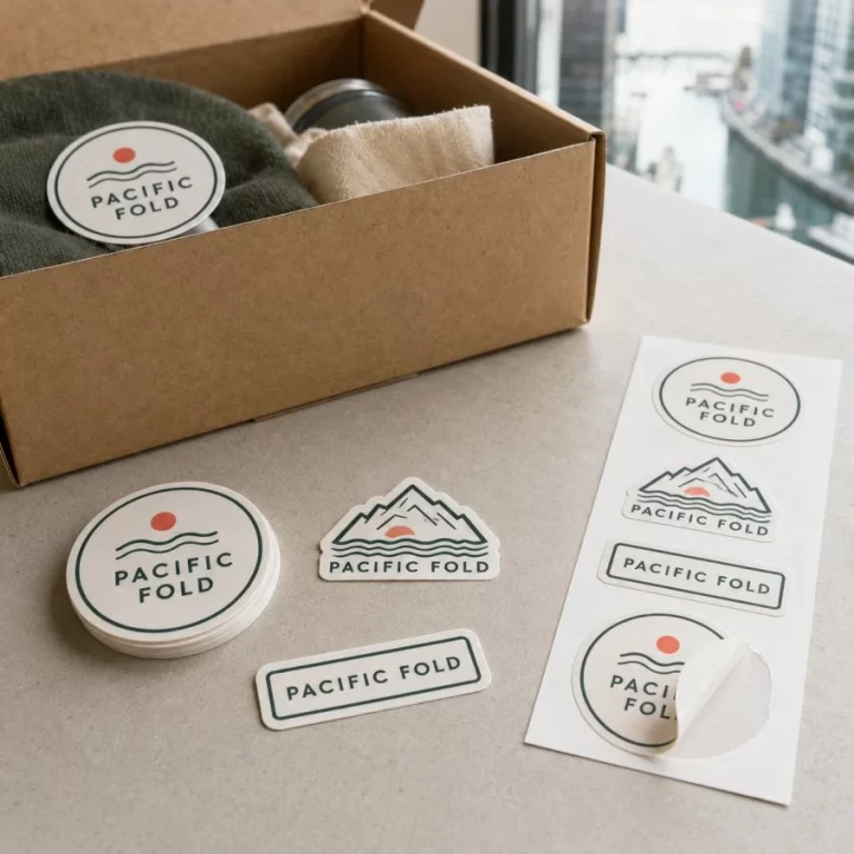 Custom die-cut swag stickers for promotional boxes and giveaways in Vancouver
