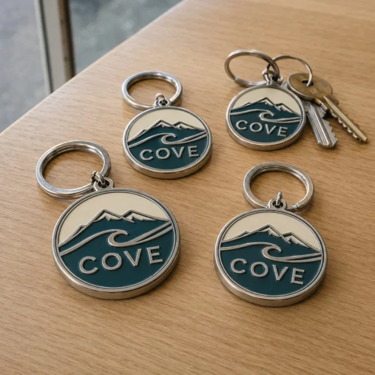 Custom soft enamel metal keychains for a Vancouver coffee shop