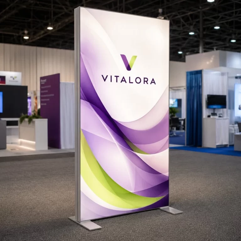 Freestanding SEG LED backlit display at a Canadian trade show